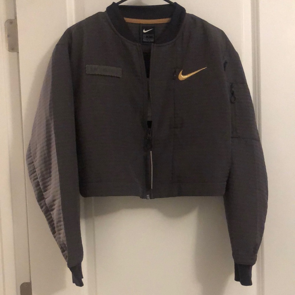 New!Nike Black Bomber Jacket with Stand-Up Collar
